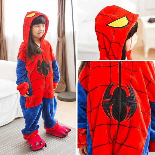 Spider Plush Onesie Pajamas for Adults Winter Fleece Sleepwear Cool Superhero Costume Birthday Christmas Gift
